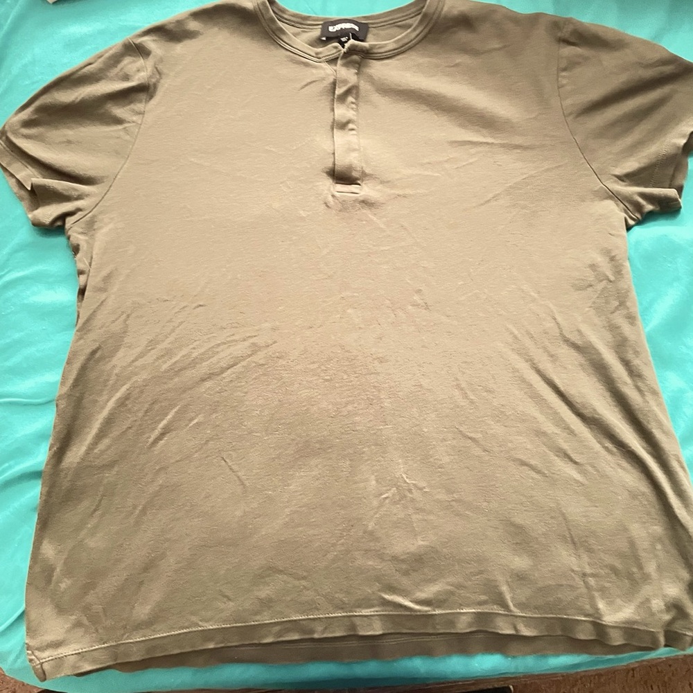 Men's Olive Green Henley Shirt